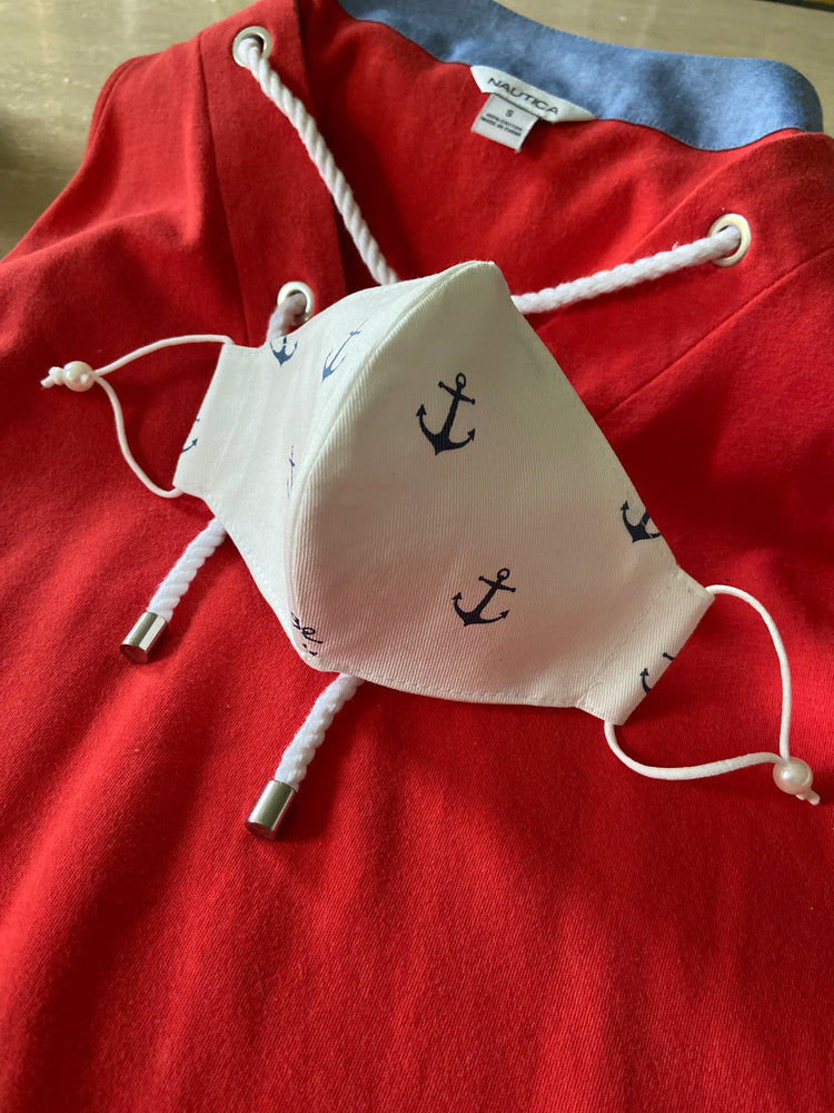Handmade Nautical Mask with Pearl Ear Adjusters