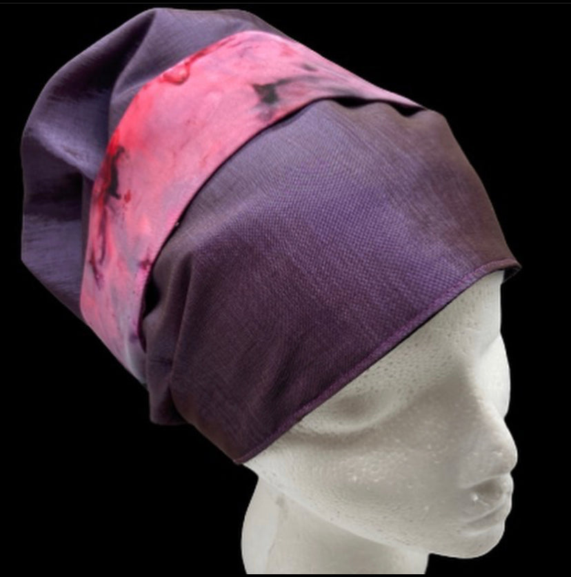 Purple bonnet with tie dye