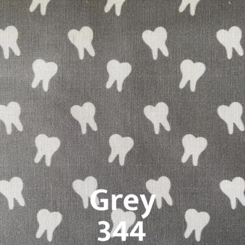 Grey with white teeth fabric