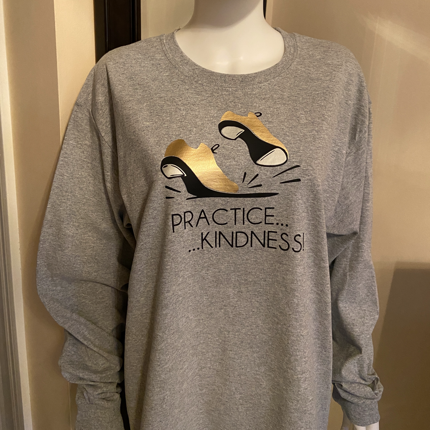 Gray practice kindness to t-shirt
