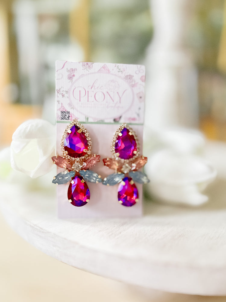 Glamorous Fiery Pink Style Earrings