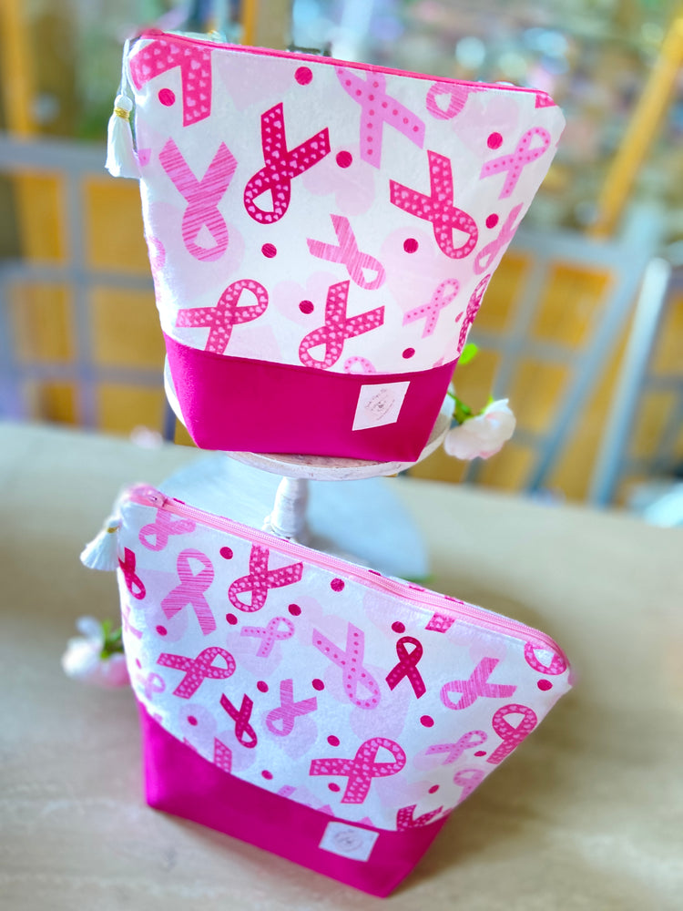 pink ribbon, breast cancer awareness Fundraiser – Knitting/Crocheting Project bag, yarn bowl