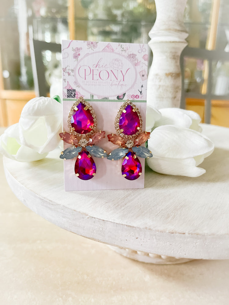 Glamorous Fiery Pink Style Earrings