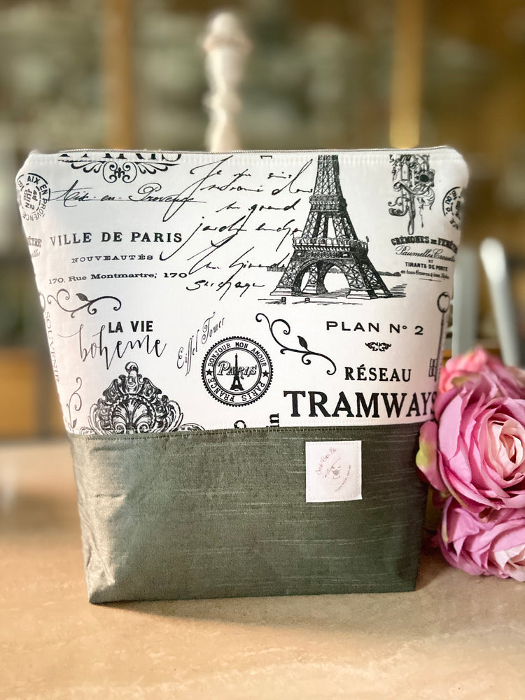 Paris Themed Handmade Knitting/Crocheting/Cross Stitching Project Bag - Yarn Bowl