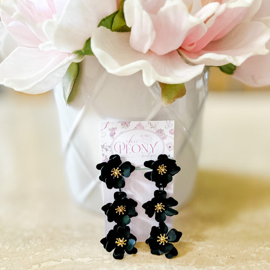 Noire Peony Drop Earrings