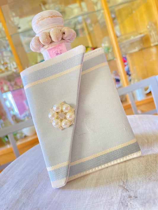 Coastal Grandmother Blue Elegant Silk Executive Business Card Holder Clutch