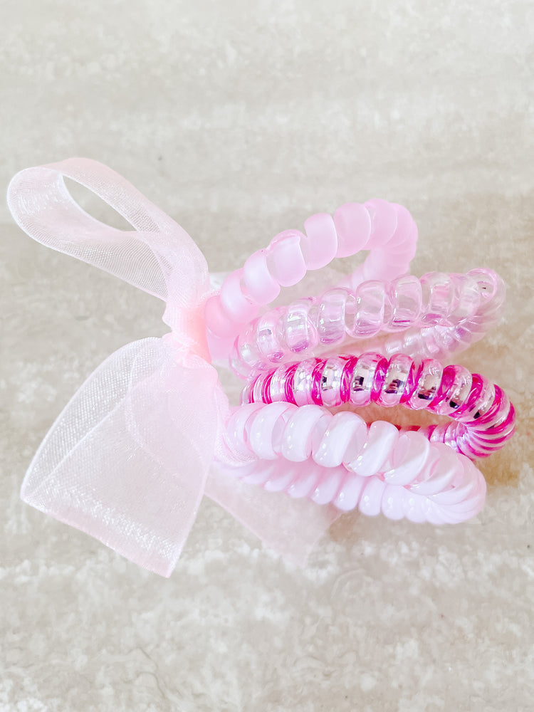 Quartet of Pink Coil Hair Ties