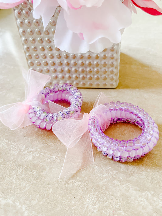 Trio of Spring Lilacs Coil Hair Ties