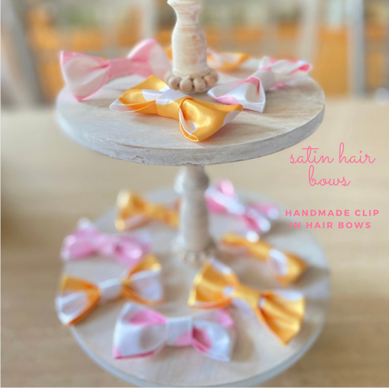 Elegant handmade quality made satin bows with alligator clips