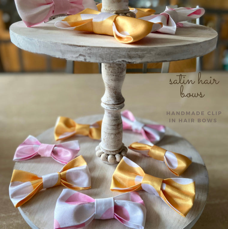 Elegant handmade quality made satin bows with alligator clips