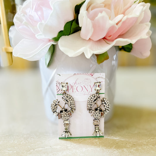 Rhinestone Lobster Earrings