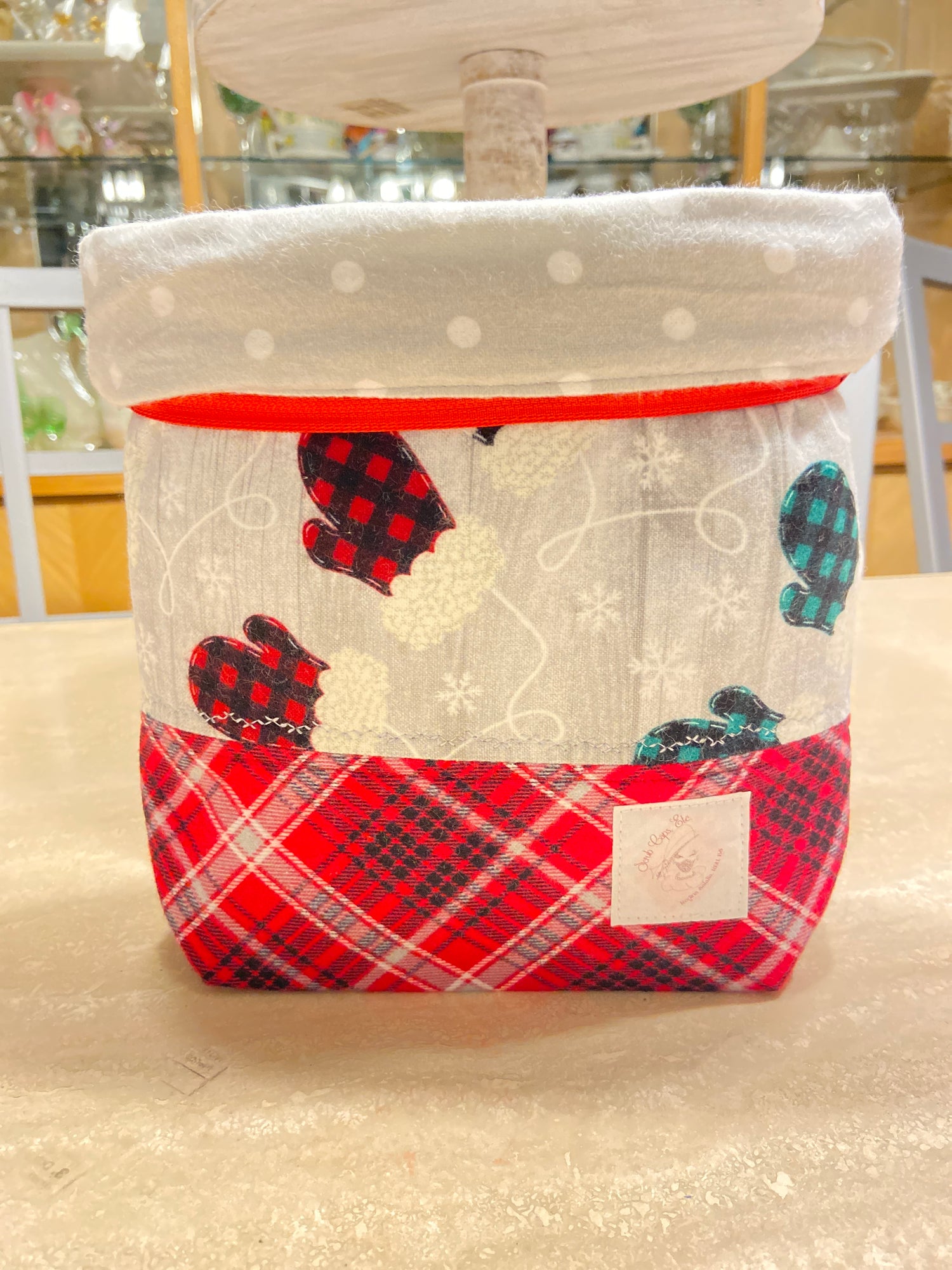 christmas themed knitting, crocheting, cross stitching project bag