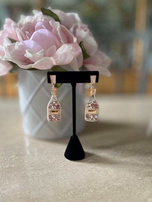 Rosé Rhinestone Champagne Earrings