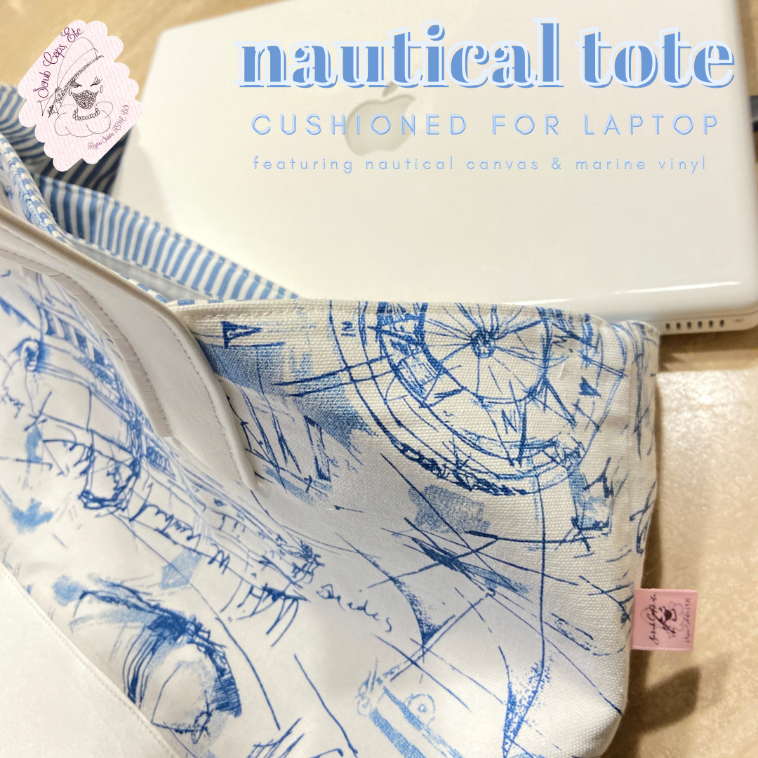 handmade nautical and marine vinyl tote bag