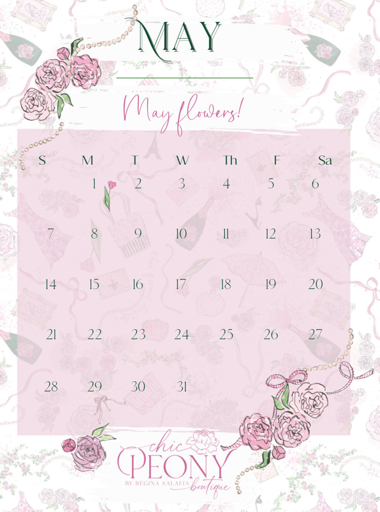 2023 Chic Peony Holiday Desk Calendar 4x6” with Stand