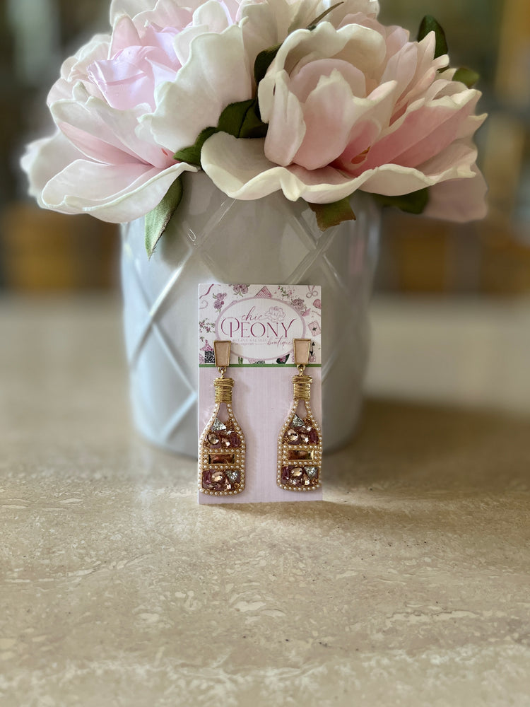 Rosé Rhinestone Champagne Earrings