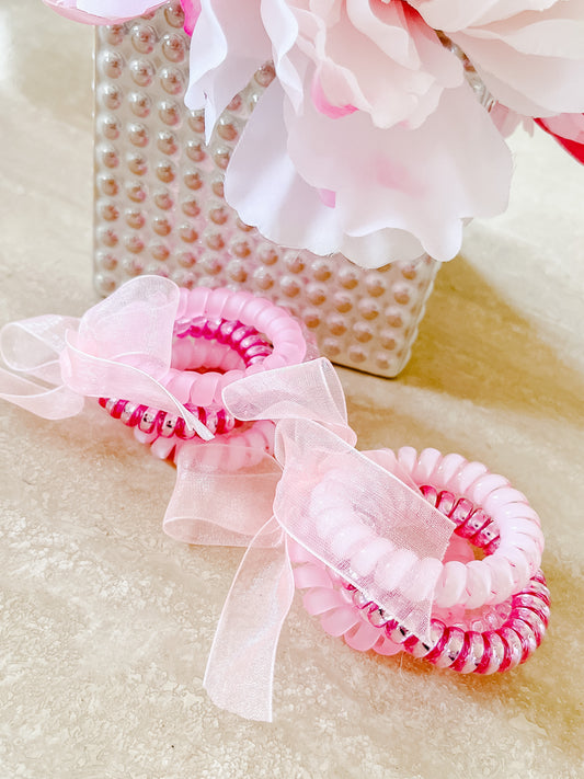 Quartet of Pink Coil Hair Ties