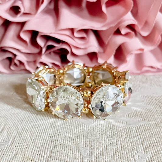 Rhinestone/Gold Chunky Stretch Fashion Bracelet