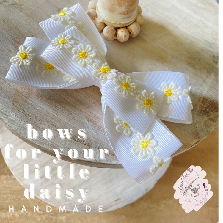 Dainty White & Yellow Bows for Girls