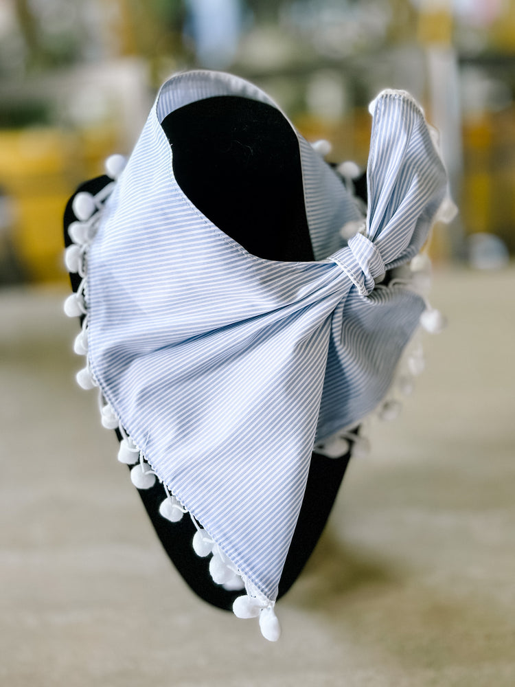 Blue & White Pinstripe Coastal Grandmother French Scarf