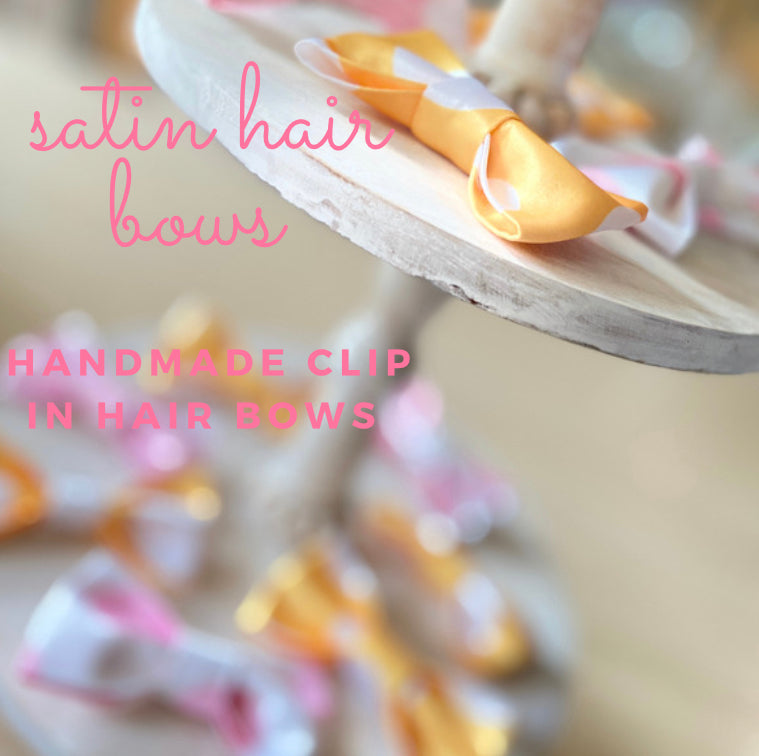 Elegant handmade quality made satin bows with alligator clips