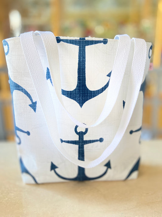 Anchor Nautical Tote Bag with Cotton Web Handles