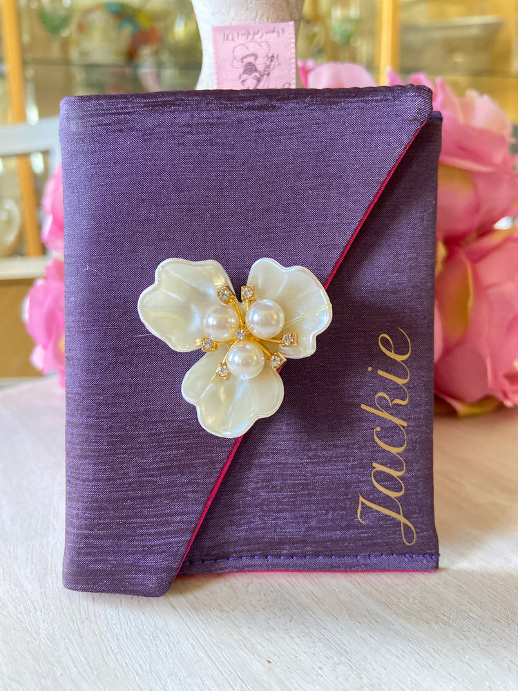 Personalized Plum Elegant Silk Executive Business Card Holder Clutch