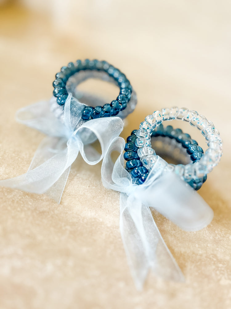 Quartet of Nautical Blue Coil Hair Ties