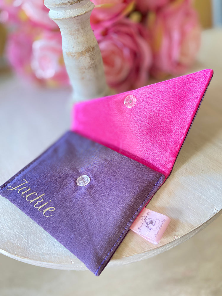Personalized Plum Elegant Silk Executive Business Card Holder Clutch