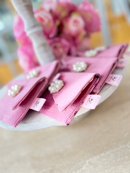 Peony Pink Elegant Silk Executive Business Card Holder Clutch