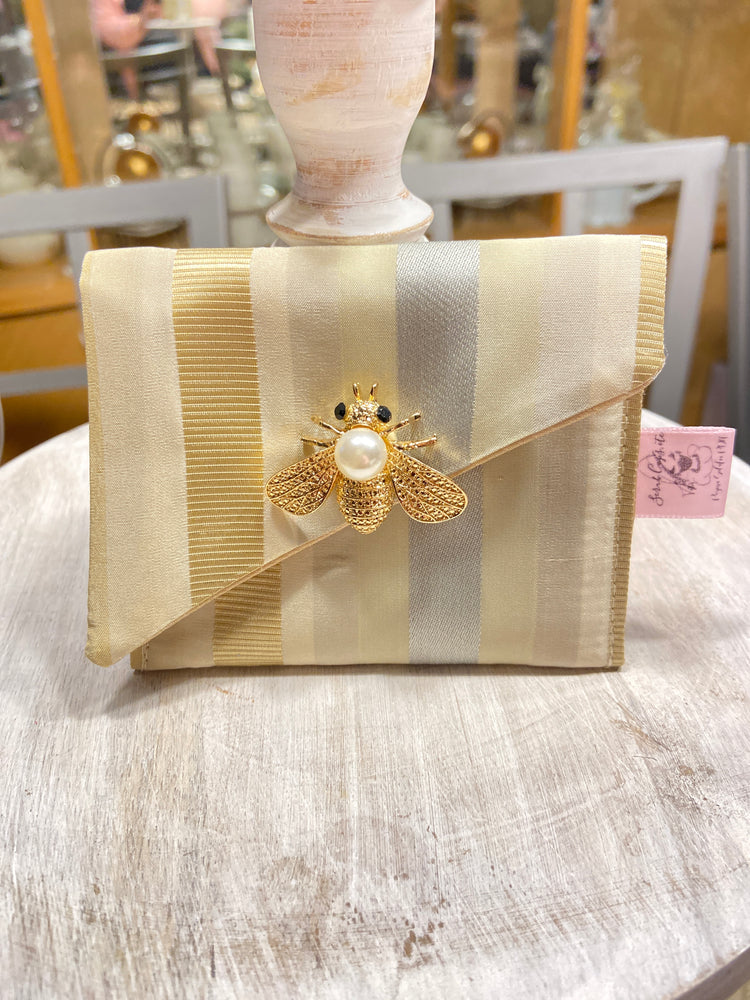 Elegant Silk Executive Business Card Holder Clutch with Bee