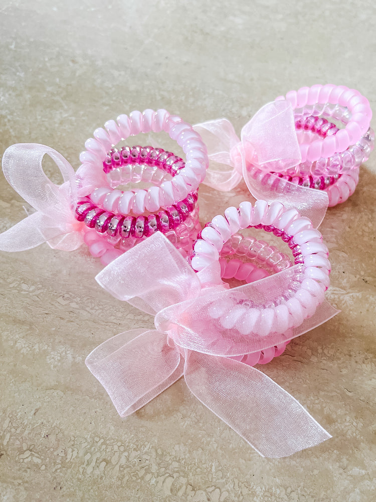 Quartet of Pink Coil Hair Ties