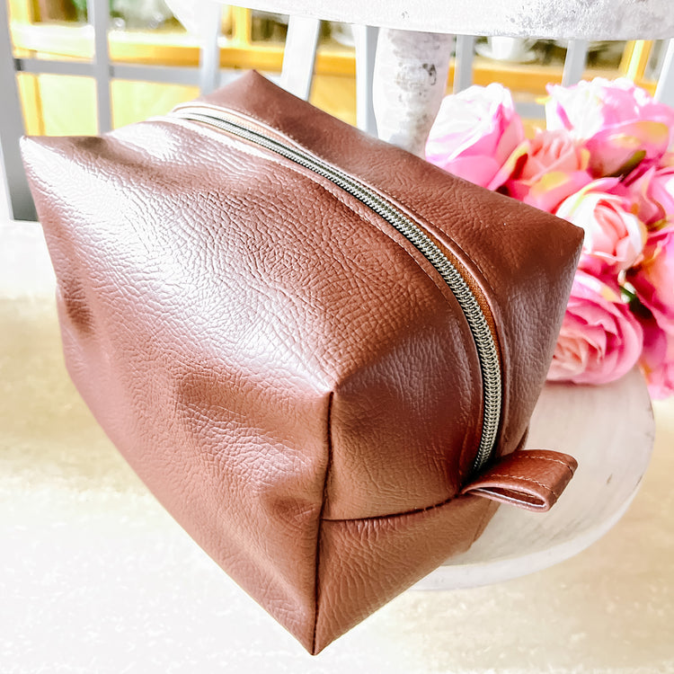 Large Faux Leather Toiletry/Cosmetic Bag