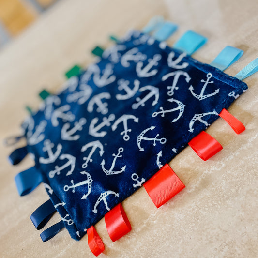 Nautical tag blanket for baby