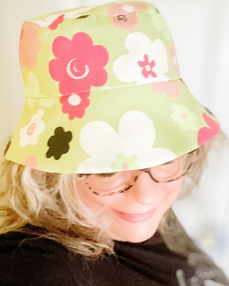 Trendy Muted Green Floral Bucket Hat
