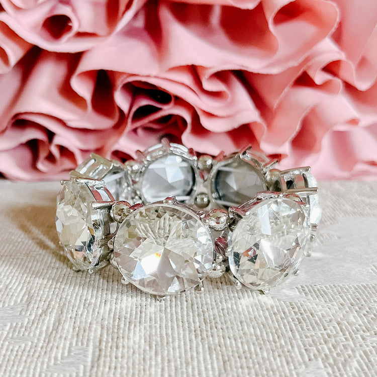 Rhinestone/Silver Chunky Stretch Bracelet