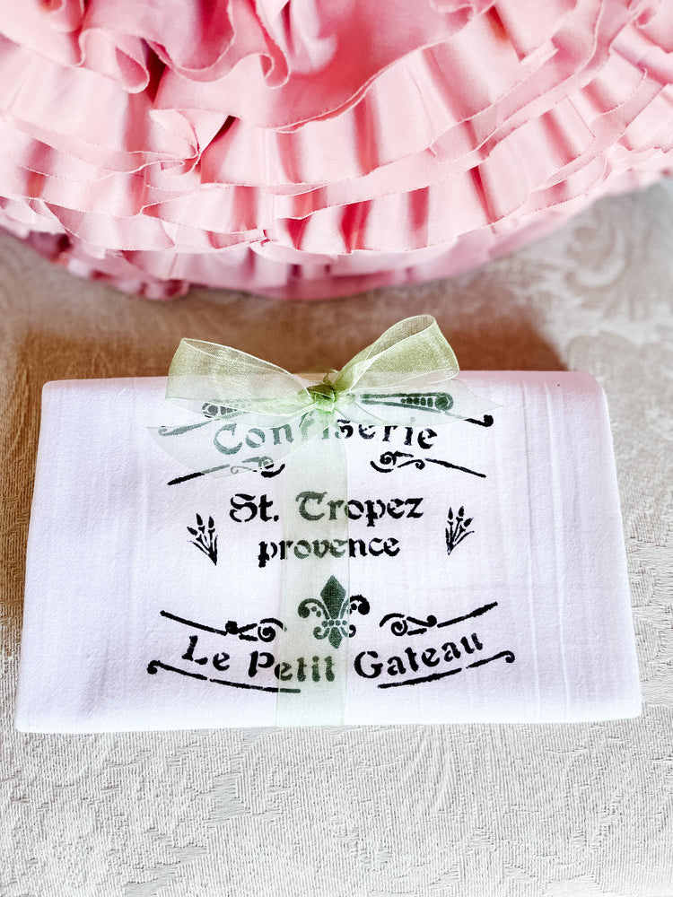 Hand Stenciled French Themed 100% Cotton Towels