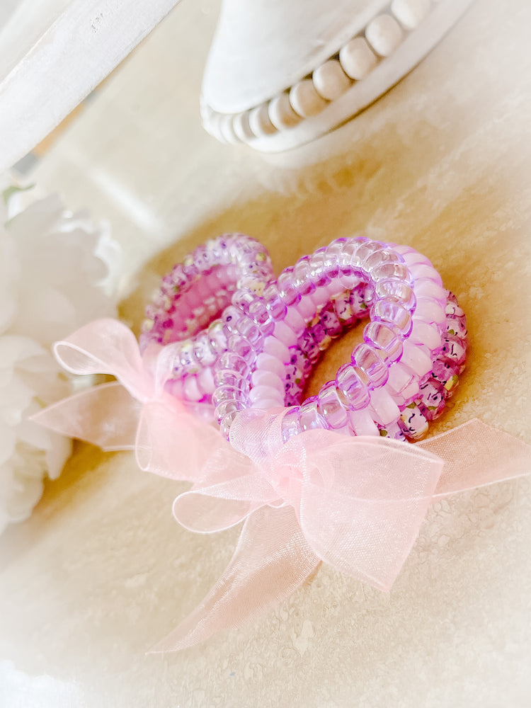 Trio of Spring Lilacs Coil Hair Ties