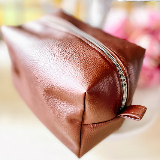 Large Faux Leather Toiletry/Cosmetic Bag