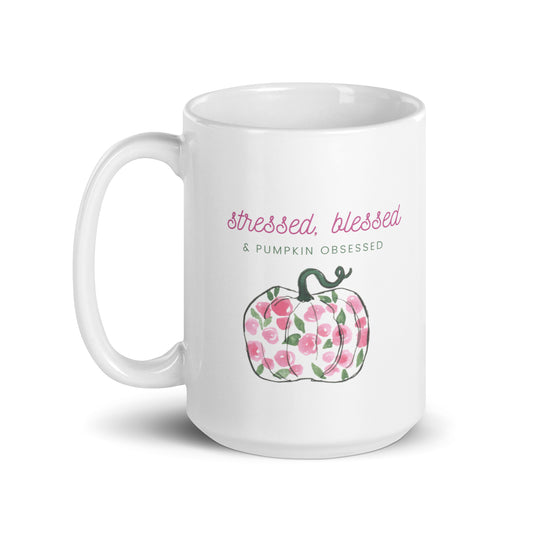 Chic Peony Stressed, But Blessed Fall Mug