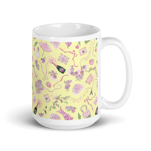 Chic Peony Exclusive Yellow Glossy Mug