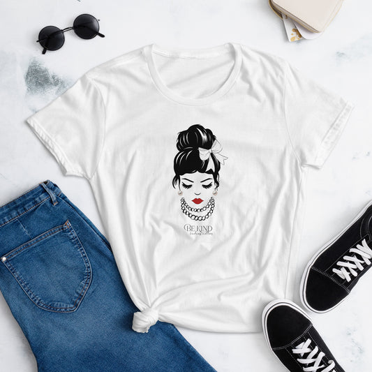 Be Kind Women's Semi Fitted T-Shirt with White Bow