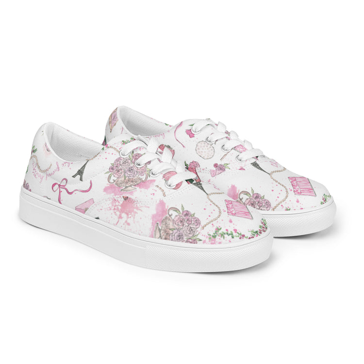 Chic Peony lace-up canvas shoes