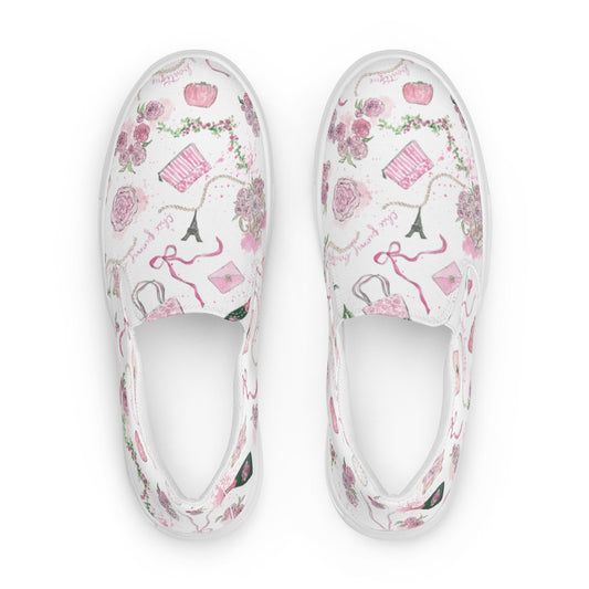 Chic Peony Slip-On Canvas Shoes